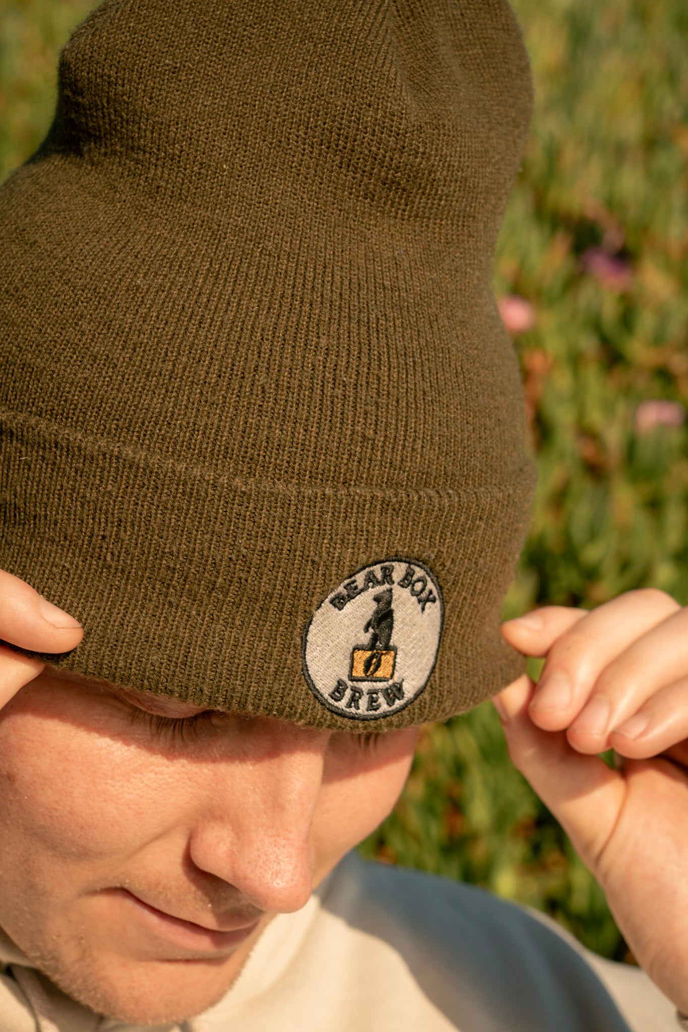 Classic Embroidered Bear Box Brew Beanie