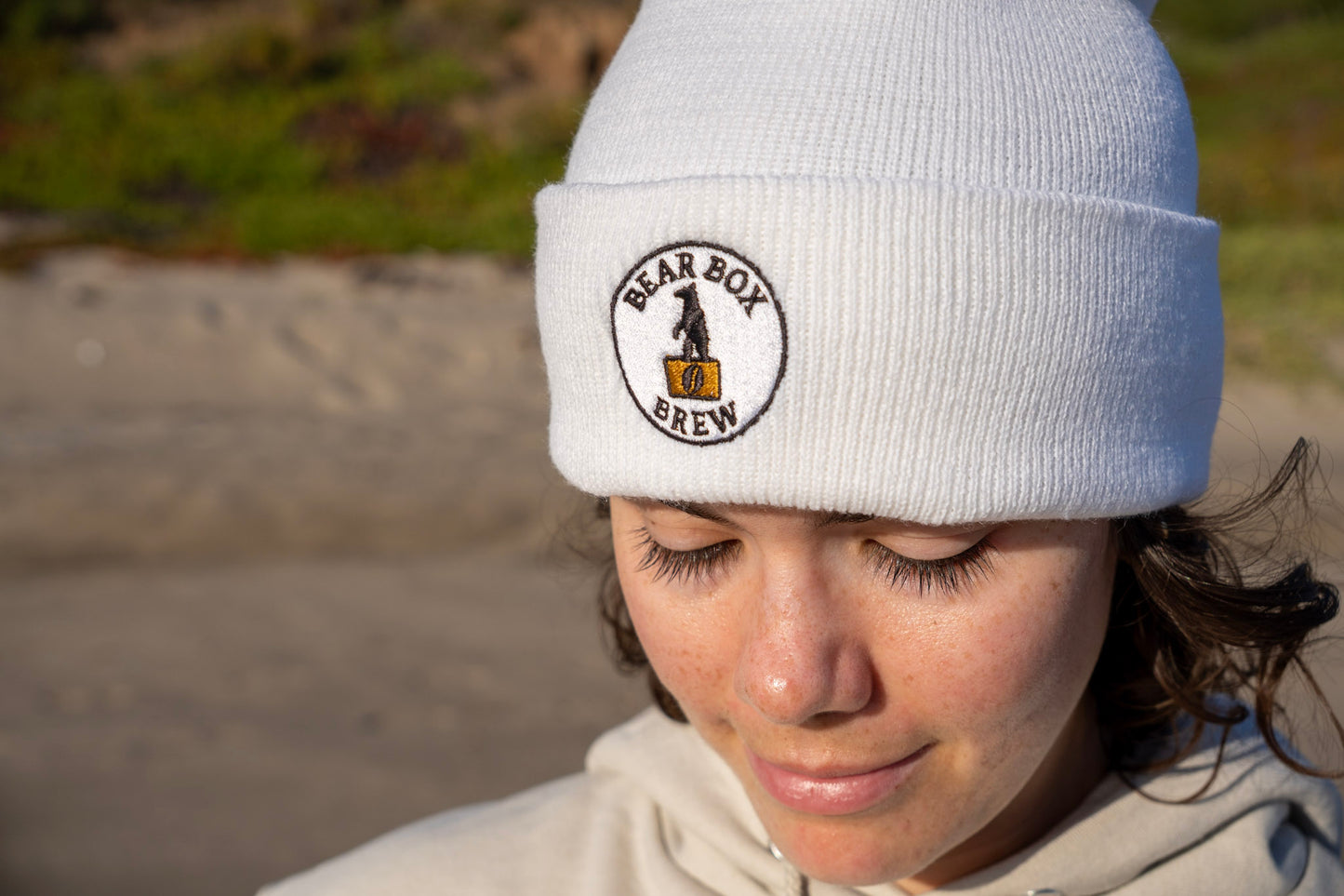 Classic Embroidered Bear Box Brew Beanie